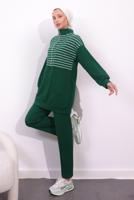 Tesettür giyim YEŞİL ÖRME PANTOLONLU TAKIM T 4154