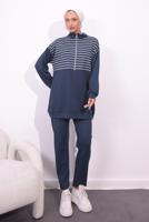 Tesettür giyim GRİ ÖRME PANTOLONLU TAKIM T 4154