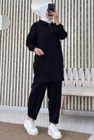 Tesettür giyim SİYAH FERMUARLI YAKA PANTOLONLU TAKIM T 4965