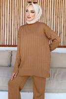 Hijab clothing BROWN KNITWEAR PANTS SUIT T 50032
