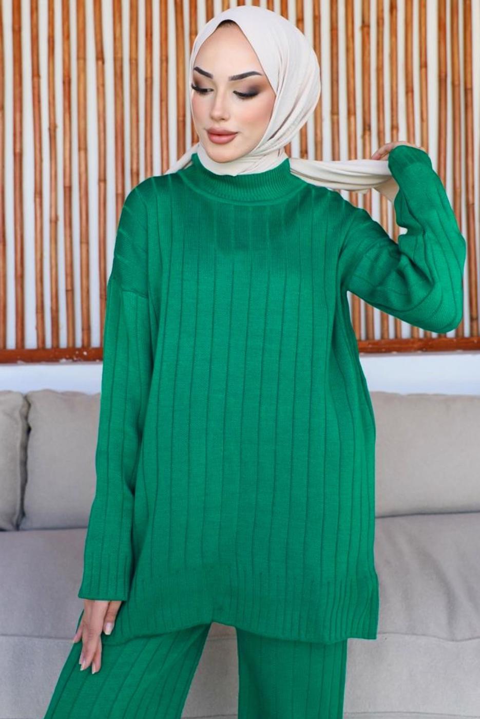 Hijab clothing GREEN KNITWEAR PANTS SUIT T 50032