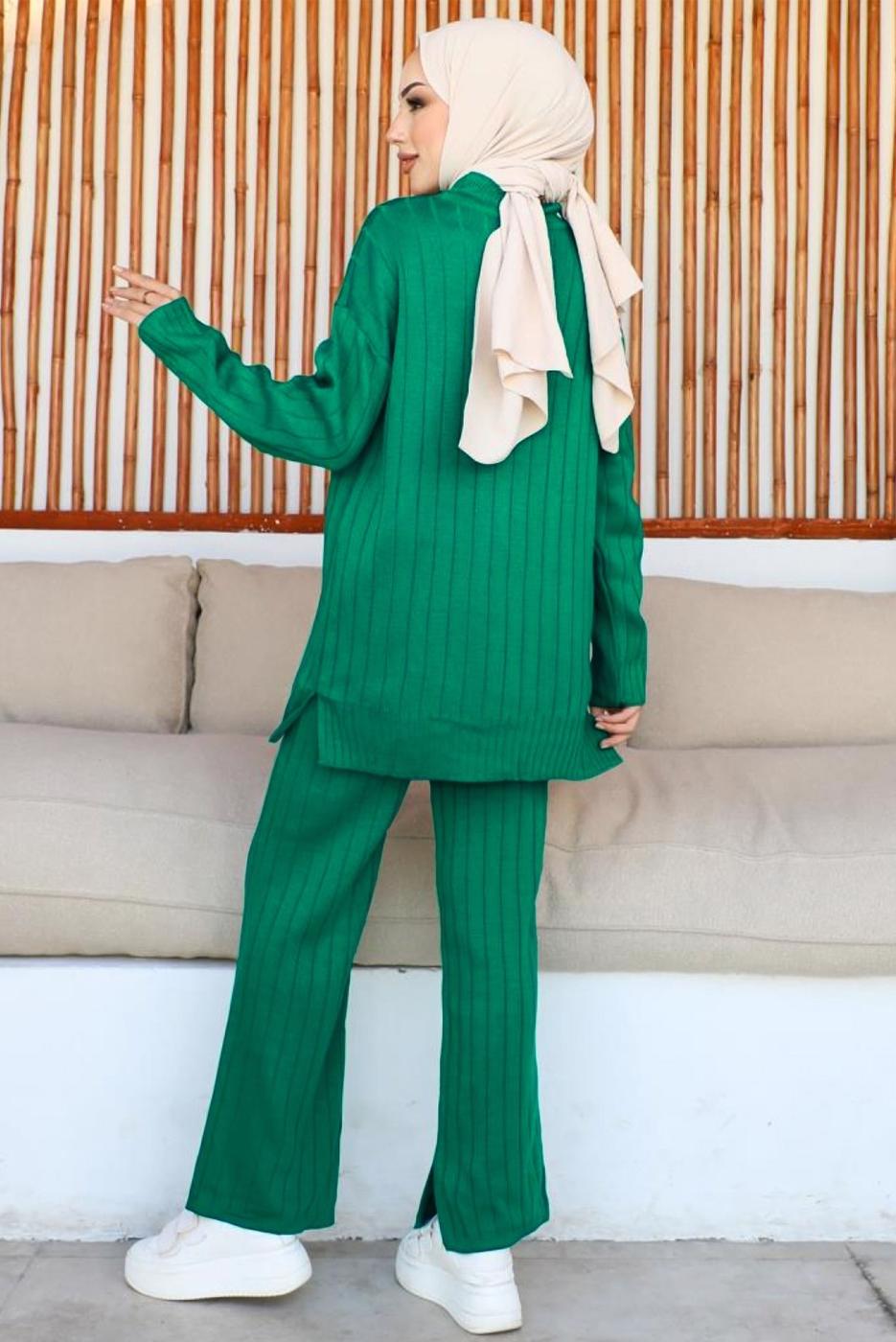 Hijab clothing GREEN KNITWEAR PANTS SUIT T 50032
