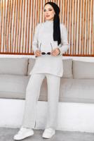 Tesettür giyim BEJ PANTOLONLU TRİKO TAKIM T 50032