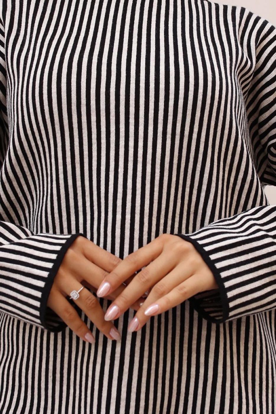 Tesettür giyim SİYAH PANTOLONLU TRİKO TAKIM T 50042