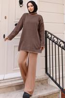Hijab clothing BROWN KNITWEAR PANTS SUIT T 50042