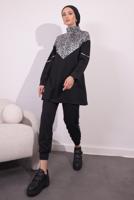 Tesettür giyim SİYAH İKİ İPLİK PANTOLONLU TAKIM T 5054