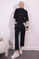 Tesettür giyim SİYAH ÖRME PANTOLONLU TAKIM T 5154