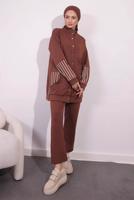 Tesettür giyim KAHVE ÖRME PANTOLONLU TAKIM T 5154