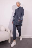 Tesettür giyim GRİ ÖRME PANTOLONLU TAKIM T 5154