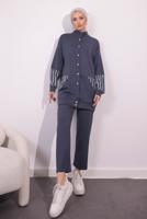 Tesettür giyim GRİ ÖRME PANTOLONLU TAKIM T 5154