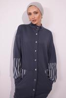 Tesettür giyim GRİ ÖRME PANTOLONLU TAKIM T 5154