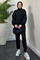 Tesettür giyim SİYAH PANTOLONLU SCUBA TAKIM T 5316