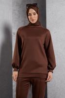 Tesettür giyim KAHVE PANTOLONLU SCUBA TAKIM T 5316