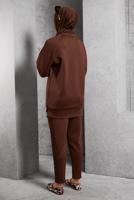 Tesettür giyim KAHVE PANTOLONLU SCUBA TAKIM T 5316