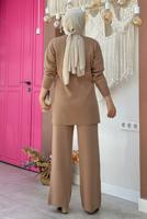 Tesettür giyim VİZON TAŞLI PANTOLONLU TRİKO TAKIM T 5451-2