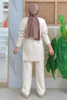 Vêtements hijab BEIGE PANTALON DE COSTUME EN MAILLE AVEC BIJOU T 5451-2