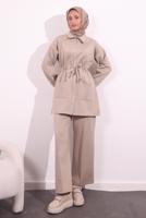 Vêtements hijab BEIGE COSTUME PANTALON ZIPPÉ T 5654