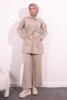 Vêtements hijab BEIGE COSTUME PANTALON ZIPPÉ T 5654