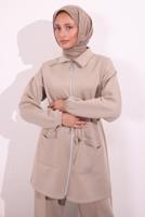 Vêtements hijab BEIGE COSTUME PANTALON ZIPPÉ T 5654