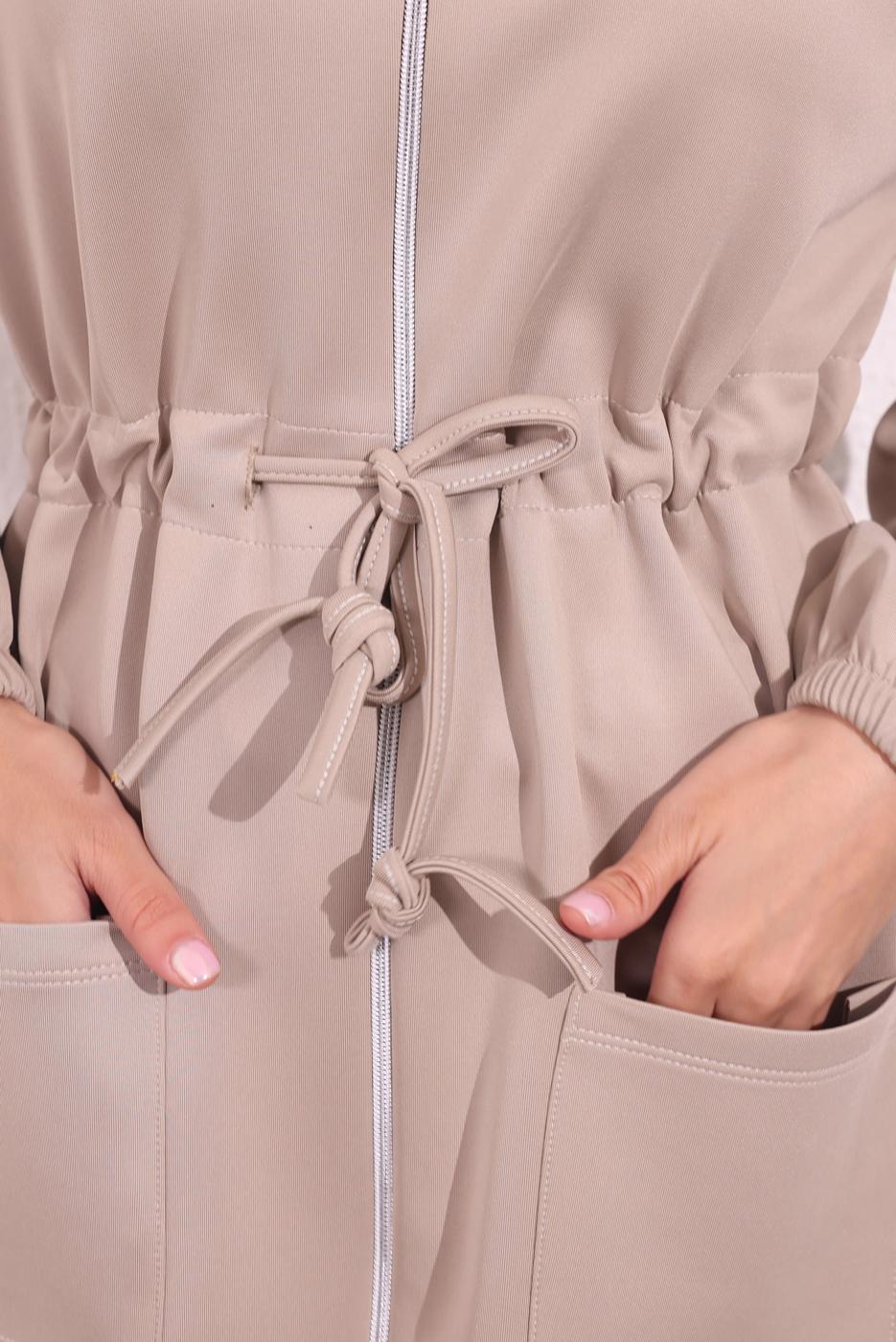 Vêtements hijab BEIGE COSTUME PANTALON ZIPPÉ T 5654