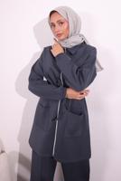 Tesettür giyim GRİ PANTOLONLU SCUBA TAKIM T 5654