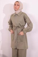 Tesettür giyim YEŞİL PANTOLONLU SCUBA TAKIM T 5654