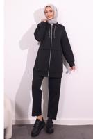 Tesettür giyim SİYAH PANTOLONLU SCUBA TAKIM T 6654