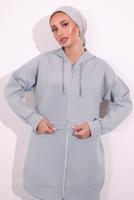 Tesettür giyim GRİ PANTOLONLU SCUBA TAKIM T 6654