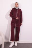 Tesettür giyim BORDO PANTOLONLU SCUBA TAKIM T 6654