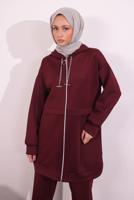 Tesettür giyim BORDO PANTOLONLU SCUBA TAKIM T 6654