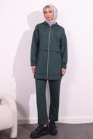 Hijab clothing GREY HOODED PANTS SUIT T 6654