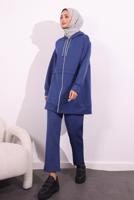 Tesettür giyim LACİVERT PANTOLONLU SCUBA TAKIM T 6654