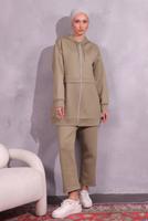 Tesettür giyim YEŞİL PANTOLONLU SCUBA TAKIM T 6654