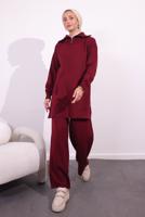Tesettür giyim BORDO PANTOLONLU TRİKO TAKIM T 7309