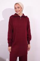 Tesettür giyim BORDO PANTOLONLU TRİKO TAKIM T 7309