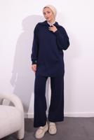 Tesettür giyim LACİVERT PANTOLONLU TRİKO TAKIM T 7309