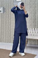 Tesettür giyim LACİVERT KAPÜŞONLU PANTOLONLU TAKIM T 7865