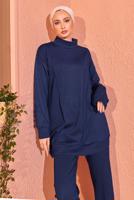 Tesettür giyim LACİVERT ÖRME PANTOLONLU EŞOFMAN TAKIM T 8044