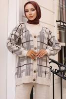 Tesettür giyim BEJ PANTOLONLU TRİKO TAKIM T 81142