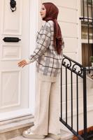 Tesettür giyim BEJ PANTOLONLU TRİKO TAKIM T 81142