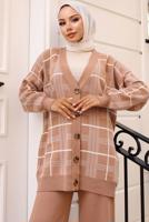 Tesettür giyim KAHVE PANTOLONLU TRİKO TAKIM T 81142