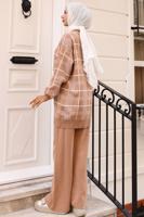 Tesettür giyim KAHVE PANTOLONLU TRİKO TAKIM T 81142