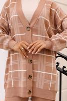 Tesettür giyim KAHVE PANTOLONLU TRİKO TAKIM T 81142