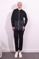 Tesettür giyim SİYAH İKİ İPLİK PANTOLONLU TAKIM T 8754