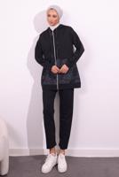 Tesettür giyim SİYAH İKİ İPLİK PANTOLONLU TAKIM T 8754