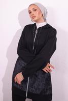 Tesettür giyim SİYAH İKİ İPLİK PANTOLONLU TAKIM T 8754