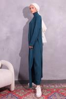 Tesettür giyim MAVİ PANTOLONLU TRİKO TAKIM T 8809