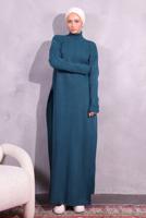 Tesettür giyim MAVİ PANTOLONLU TRİKO TAKIM T 8809