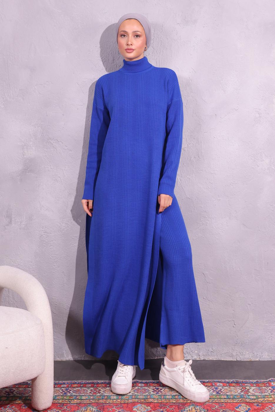 Tesettür giyim LACİVERT PANTOLONLU TRİKO TAKIM T 8809