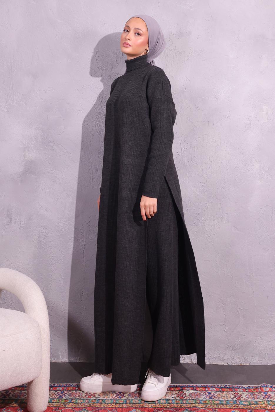 Hijab clothing GREY KNITWEAR PANTS SUIT T 8809